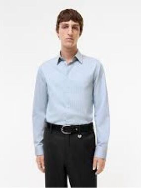 Burberry Slim Fit Men's Light Blue striped Long-Sleeve Dress Shirt Sz 16.5/42